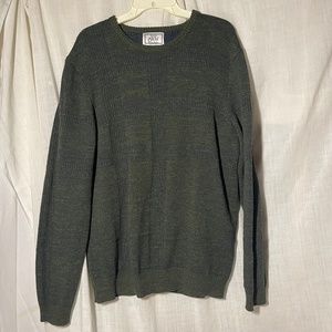 Jos A Banks Mens Sweater. Green with Navy undertones. Crewneck. Large.